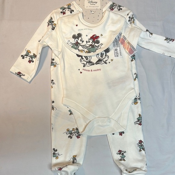 Primark X Disney NWT Minnie & Mickey Cream 3-Piece set - Picture 1 of 3